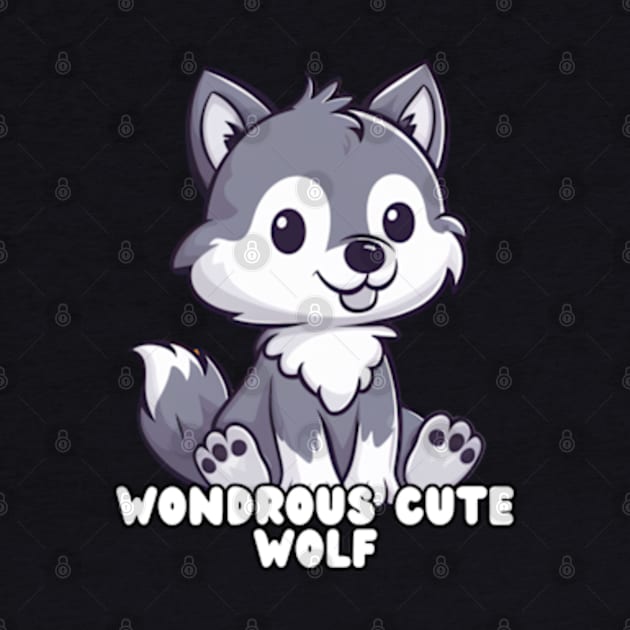 Cute Wondrous wolf Sitting Illustration by Estrella Design